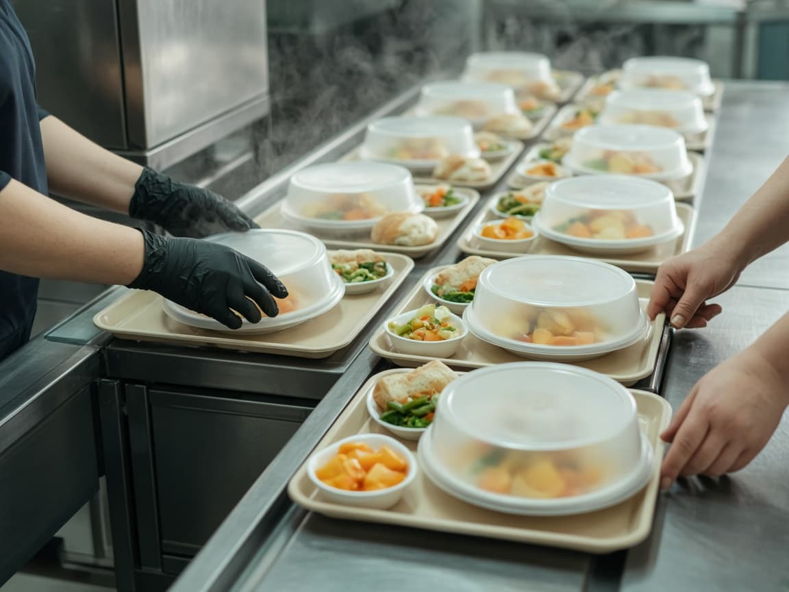 A tray line during lunch